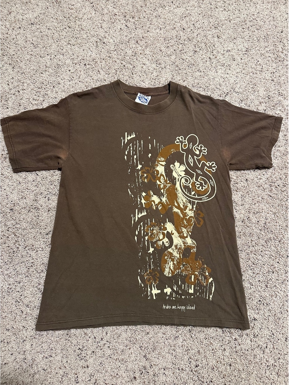 Dolfy Medium Brown Graphic T-Shirt Aruba One Happy Island